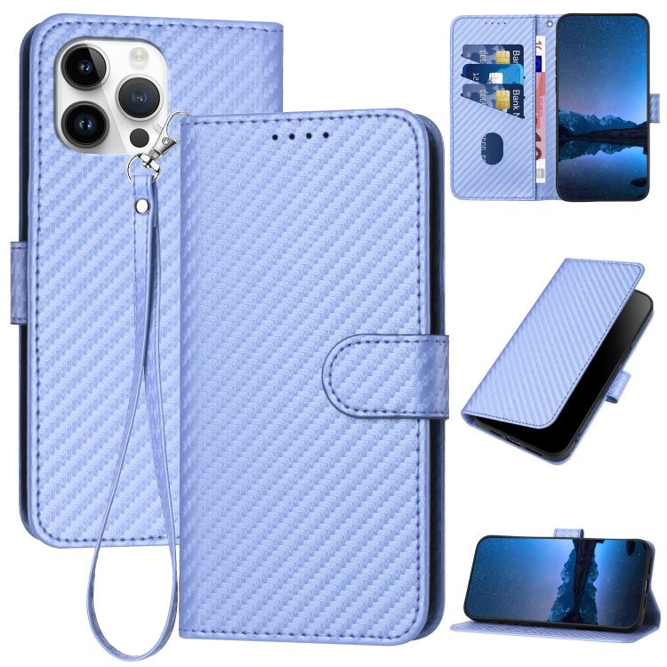 YX0070 Carbon Fiber Buckle Leather Phone Case with Lanyard, For iPhone 13 mini, For iPhone 12 / 12 Pro, For iPhone 12 Pro Max