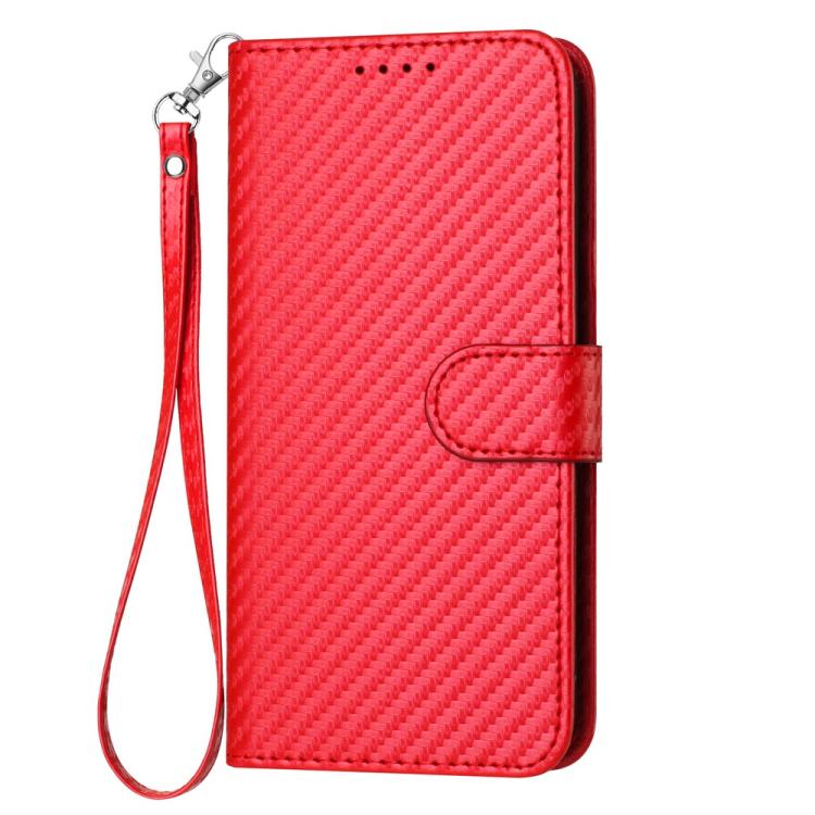 YX0070 Carbon Fiber Buckle Leather Phone Case with Lanyard, For iPhone 17e / 16e, For iPhone 17 Pro Max, For iPhone 17 Pro