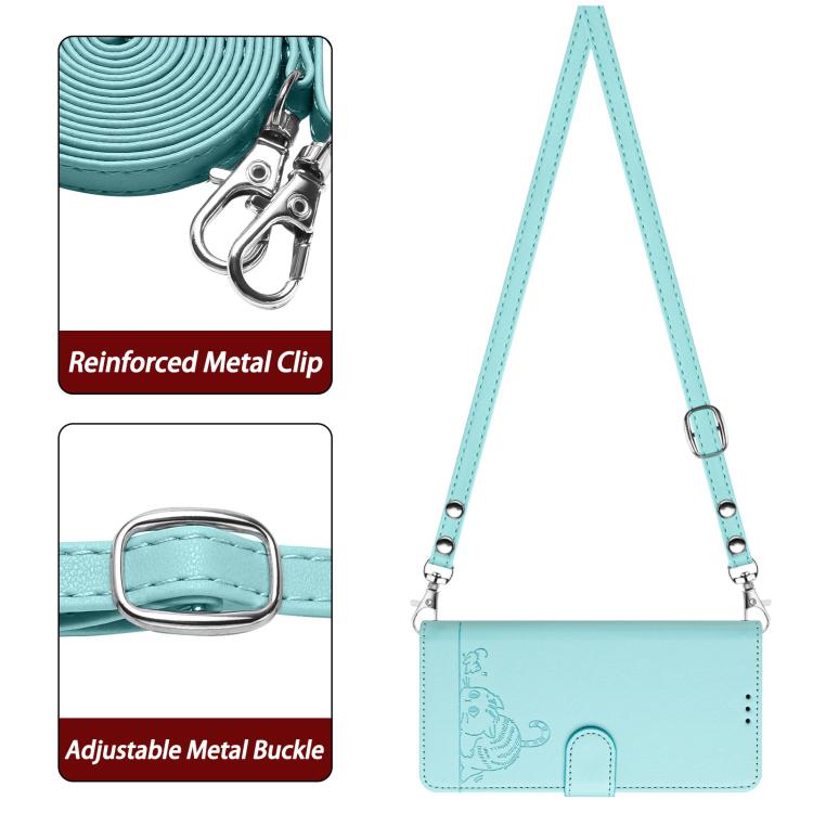 Cat Rat Embossed Pattern RFID Leather Phone Case with Lanyard, For iPhone 17 Pro Max, For iPhone 17 Pro, For iPhone 17, For iPhone Air