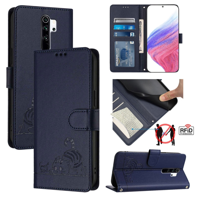 Cat Rat Embossed Pattern RFID Leather Phone Case with Lanyard, For Xiaomi Redmi Note 8 Pro, For Xiaomi Redmi Note 7 / 7S, For Xiaomi Redmi Note 7 Pro