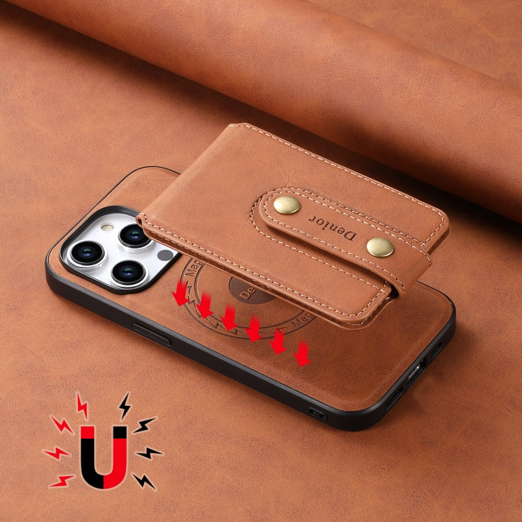 Denior D14 NK Retro Pattern MagSafe Magnetic Card Holder Leather Phone Case, For iPhone 13 Pro Max, For iPhone 13 Pro, For iPhone 12/12 Pro, For iPhone 12 Pro Max