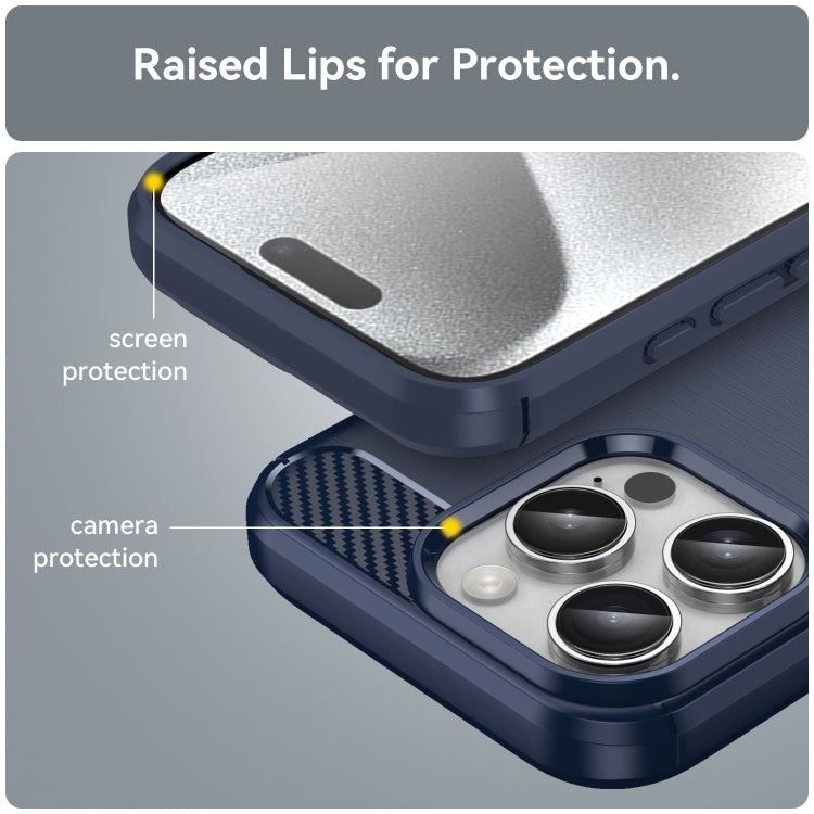 Brushed Texture Carbon Fiber TPU Phone Case, For iPhone 16 Pro Max, For iPhone 16 Pro, For iPhone 16 Plus, For iPhone 16