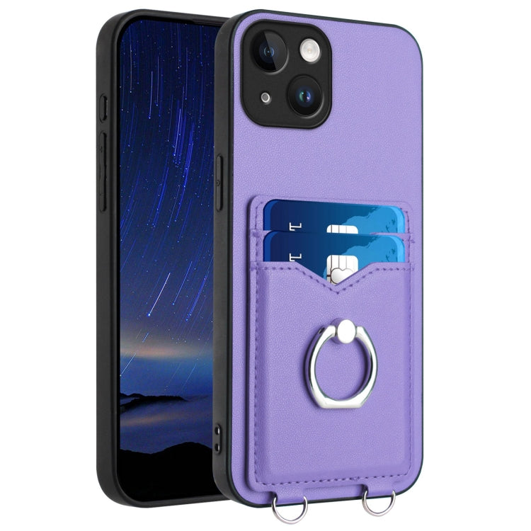 R20 Ring Card Holder Phone Case, For iPhone 14 Plus, For iPhone 14, For iPhone 14 Pro, For iPhone 14 Pro Max