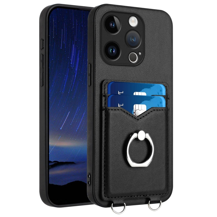 R20 Ring Card Holder Phone Case, For iPhone 14 Plus, For iPhone 14, For iPhone 14 Pro, For iPhone 14 Pro Max