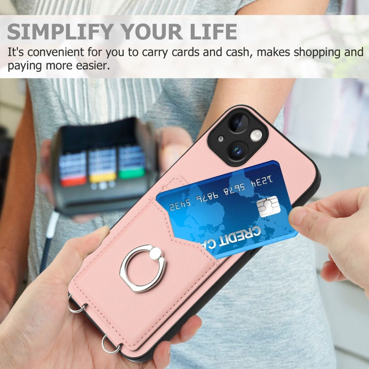 R20 Ring Card Holder Phone Case, For iPhone 14 Plus, For iPhone 14, For iPhone 14 Pro, For iPhone 14 Pro Max