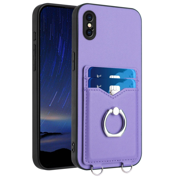 R20 Ring Card Holder Phone Case, For iPhone XS / X, For iPhone XR, For iPhone XS Max, For iPhone 8 Plus / 7 Plus