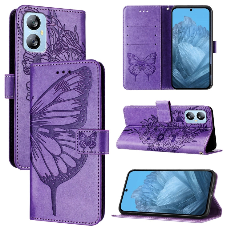 Embossed Butterfly Leather Phone Case, For Blackview A52
