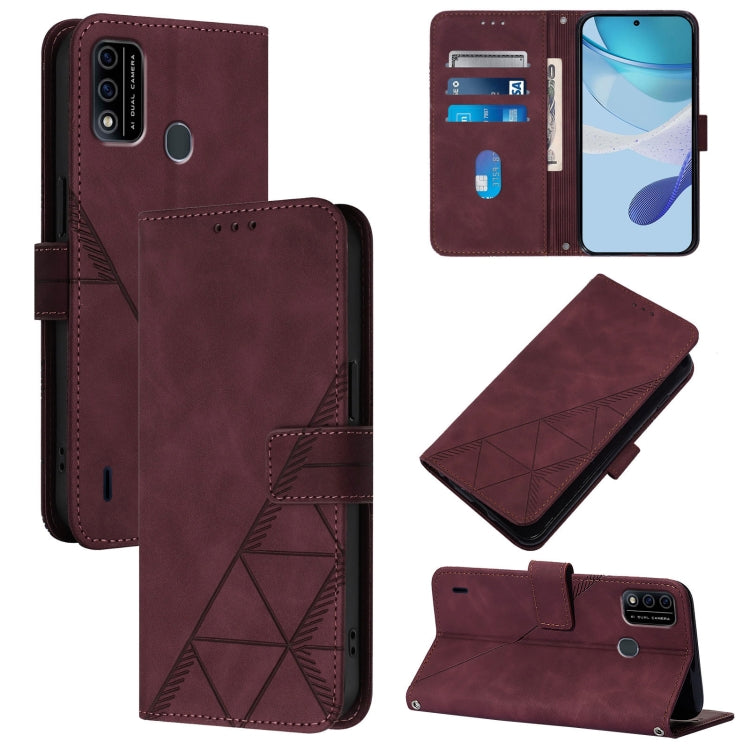 Crossbody 3D Embossed Flip Leather Phone Case, For Itel A48
