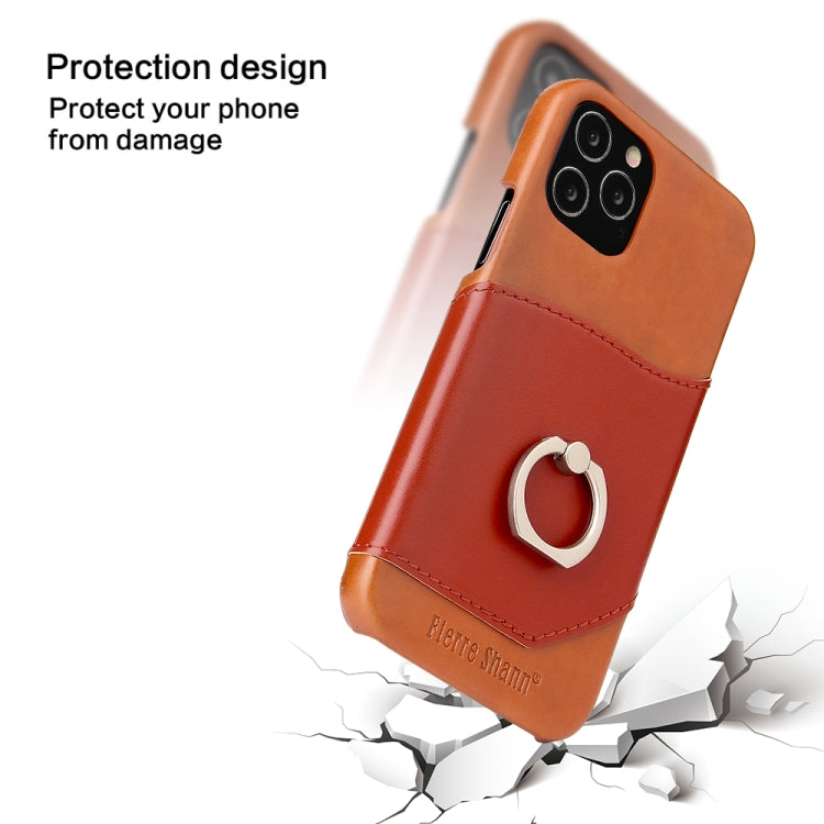 Fierre Shann Oil Wax Texture Genuine Leather Back Cover Case with 360 Degree Rotation Holder & Card Slot, For iPhone 12 Pro Max, For iPhone 12 / 12 Pro, For iPhone 12 mini
