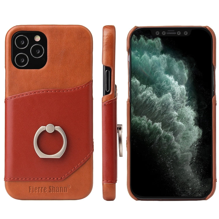 Fierre Shann Oil Wax Texture Genuine Leather Back Cover Case with 360 Degree Rotation Holder & Card Slot, For iPhone 12 Pro Max, For iPhone 12 / 12 Pro, For iPhone 12 mini