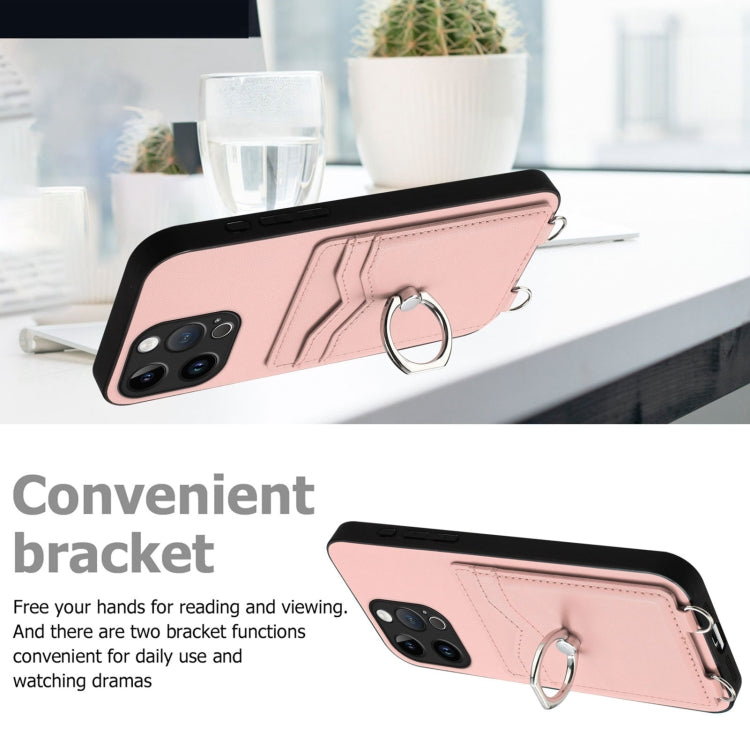 R20 Crossbody Rope Ring Card Holder Phone Case, For iPhone 15 Pro Max, For iPhone 15 Pro, For iPhone 15 Plus, For iPhone 15
