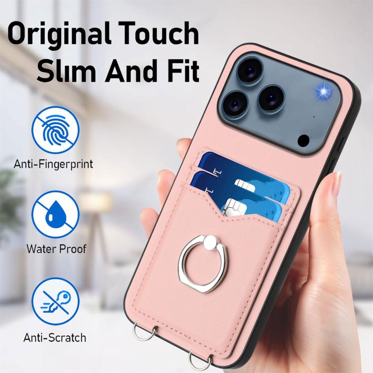 R20 Crossbody Rope Ring Card Holder Phone Case, For iPhone 17 Pro Max, For iPhone 17 Pro, For iPhone 17, For iPhone Air
