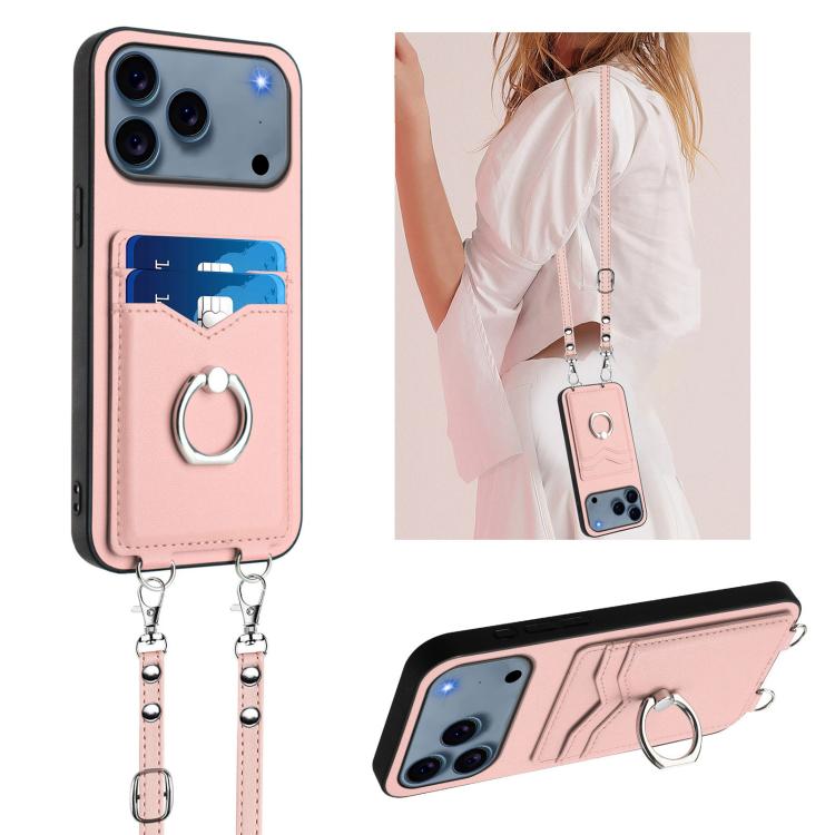 R20 Crossbody Rope Ring Card Holder Phone Case, For iPhone 17 Pro Max, For iPhone 17 Pro, For iPhone 17, For iPhone Air