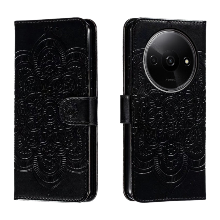 Sun Mandala Embossing Pattern Phone Leather Case, For Redmi Note14 4G 163.25mm, For Redmi Note 14 5G, For Xiaomi Redmi A3