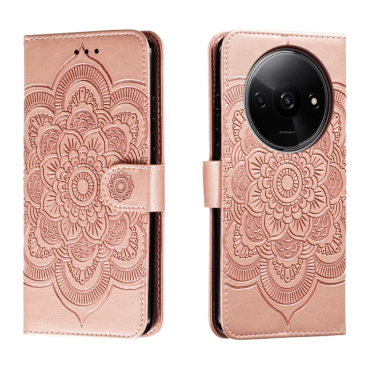 Sun Mandala Embossing Pattern Phone Leather Case, For Redmi Note14 4G 163.25mm, For Redmi Note 14 5G, For Xiaomi Redmi A3