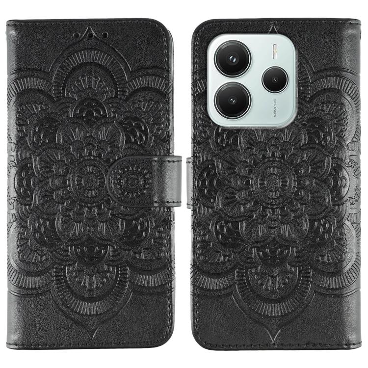 Sun Mandala Embossing Pattern Phone Leather Case, For Redmi Note14 4G 163.25mm, For Redmi Note 14 5G, For Xiaomi Redmi A3