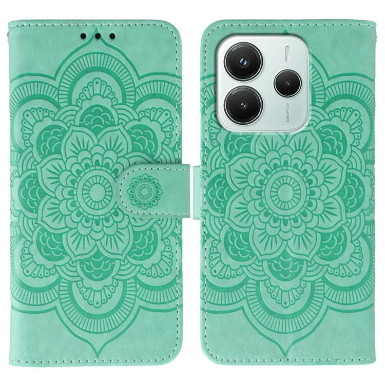 Sun Mandala Embossing Pattern Phone Leather Case, For Redmi Note14 4G 163.25mm, For Redmi Note 14 5G, For Xiaomi Redmi A3