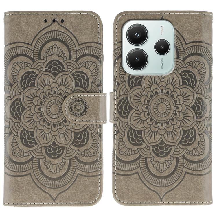 Sun Mandala Embossing Pattern Phone Leather Case, For Redmi Note14 4G 163.25mm, For Redmi Note 14 5G, For Xiaomi Redmi A3