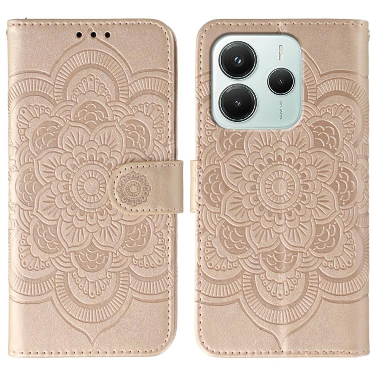 Sun Mandala Embossing Pattern Phone Leather Case, For Redmi Note14 4G 163.25mm, For Redmi Note 14 5G, For Xiaomi Redmi A3