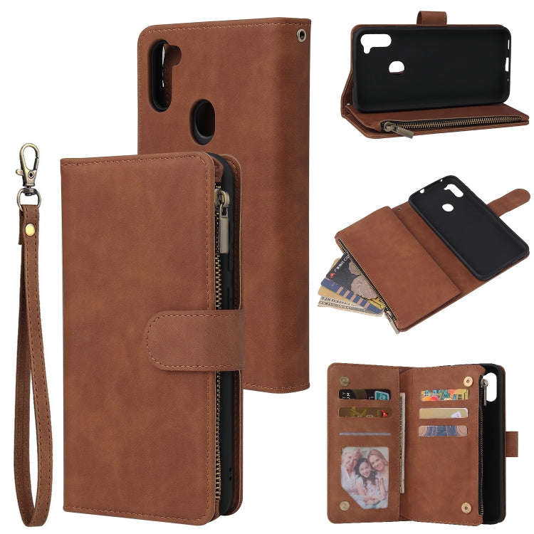 Multifunctional Retro Frosted Horizontal Flip Leather Case with Card Slot & Holder & Zipper Wallet & Photo Frame & Lanyard, For iPhone 12 Pro Max, For iPhone 12 / 12 Pro, For iPhone 12 mini, For Samsung Galaxy A11