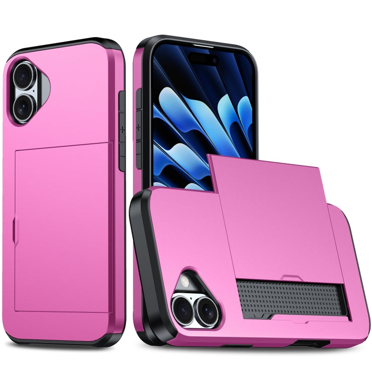 Shockproof Armor Phone Case with Card Slot, For iPhone 16 Pro, For iPhone 16 Plus
