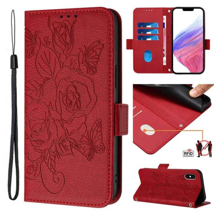 Embossed Rose RFID Anti-theft Leather Phone Case, For iPhone 11 Pro Max, For iPhone 11, For iPhone 11 Pro, For iPhone XS / X
