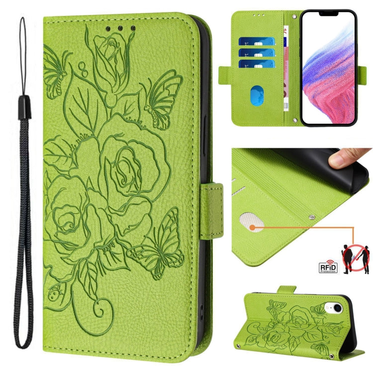Embossed Rose RFID Anti-theft Leather Phone Case, For iPhone XR, For iPhone XS Max, For iPhone 8 Plus / 7 Plus