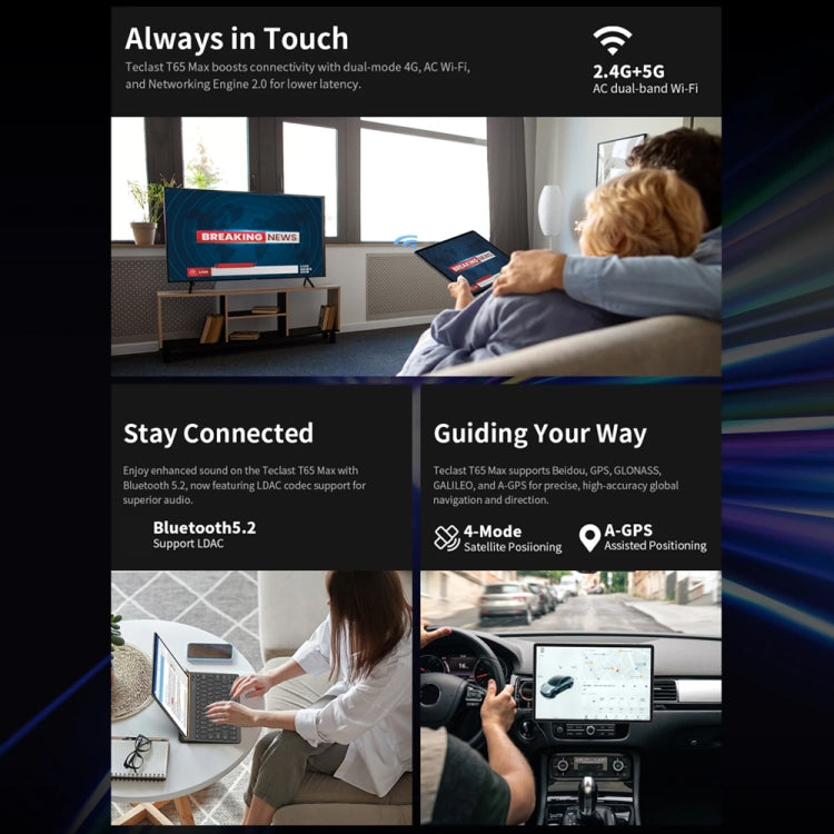 Teclast T65 Max Tablet PC 13 inch,  Android 15 MediaTek Helio G99 Octa Core, 4G LTE Dual SIM, T65 Max