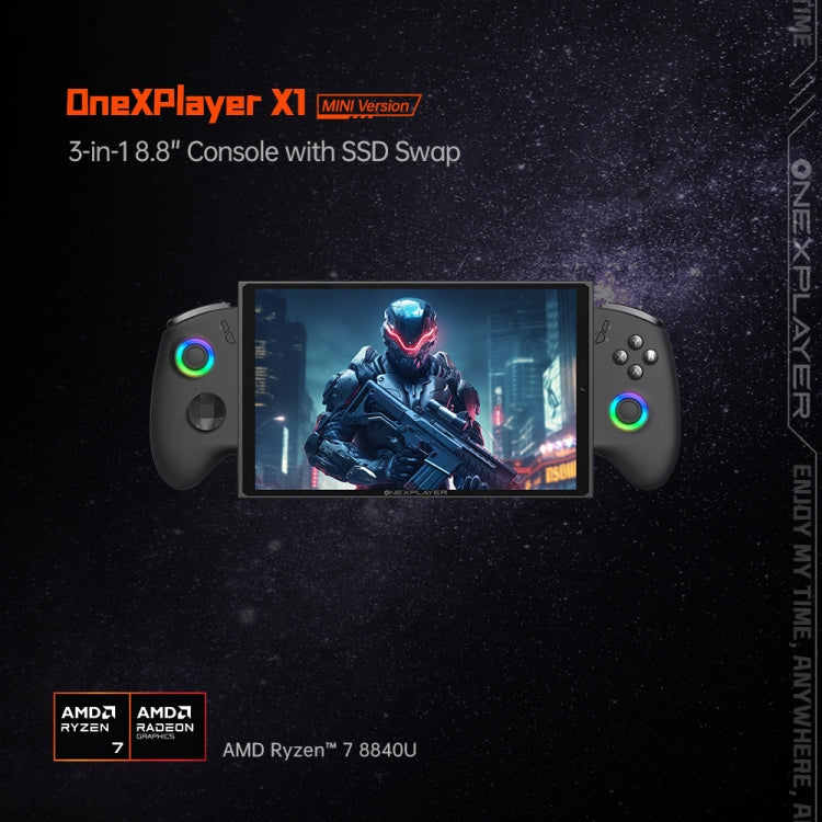 ONE-NETBOOK OneXPlayer X1 mini 8.8 inch Handheld Game Console, 32GB+2TB, Windows 11 AMD Ryzen 7 8840U(Black)