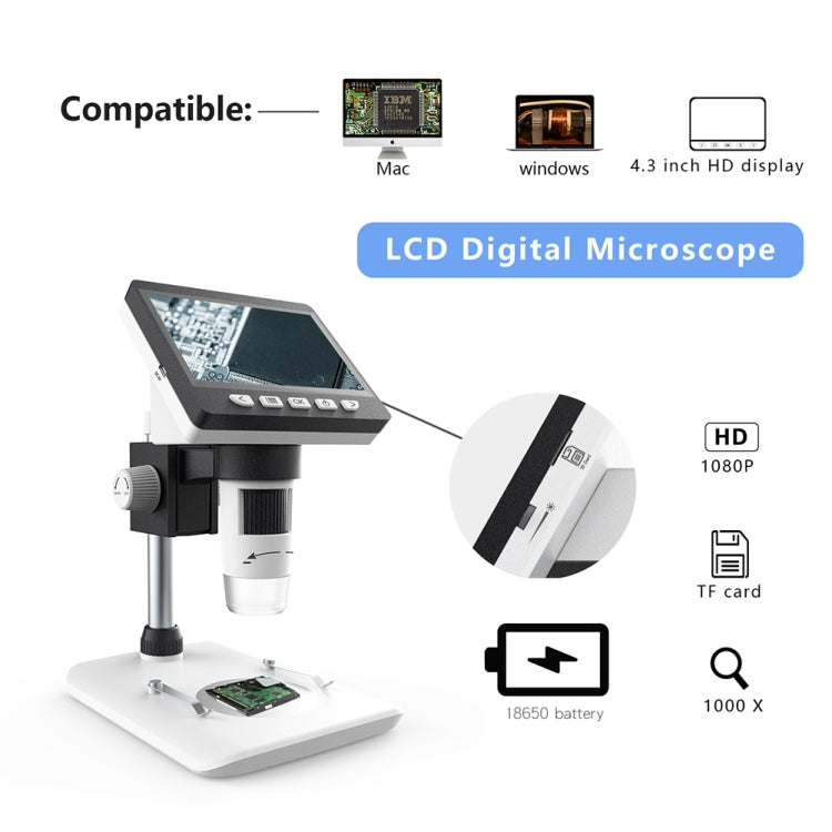 0-40mm 1080P 4.3 inch LCD Screen Mobile Phone Repair Industry HD Electron Didital Microscope