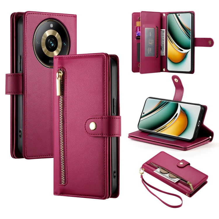 Nine Card-slot Zipper Wallet Bag Leather Phone Case, For Realme 11 4G, For Realme 11 5G / 11x, For Realme C53 / Narzo N53 4G, For Realme 11 Pro / 11 Pro+