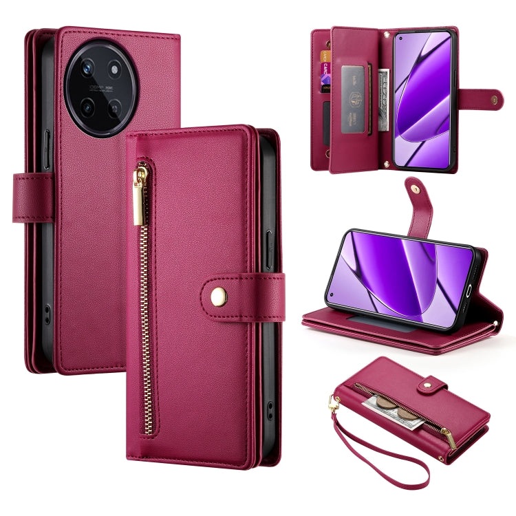 Nine Card-slot Zipper Wallet Bag Leather Phone Case, For Realme 11 4G, For Realme 11 5G / 11x, For Realme C53 / Narzo N53 4G, For Realme 11 Pro / 11 Pro+