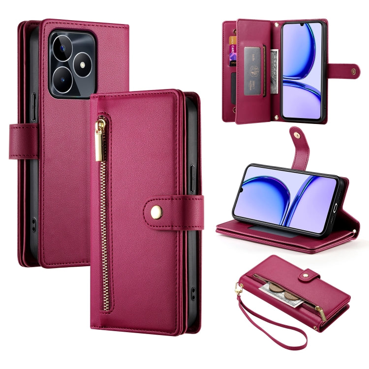 Nine Card-slot Zipper Wallet Bag Leather Phone Case, For Realme 11 4G, For Realme 11 5G / 11x, For Realme C53 / Narzo N53 4G, For Realme 11 Pro / 11 Pro+