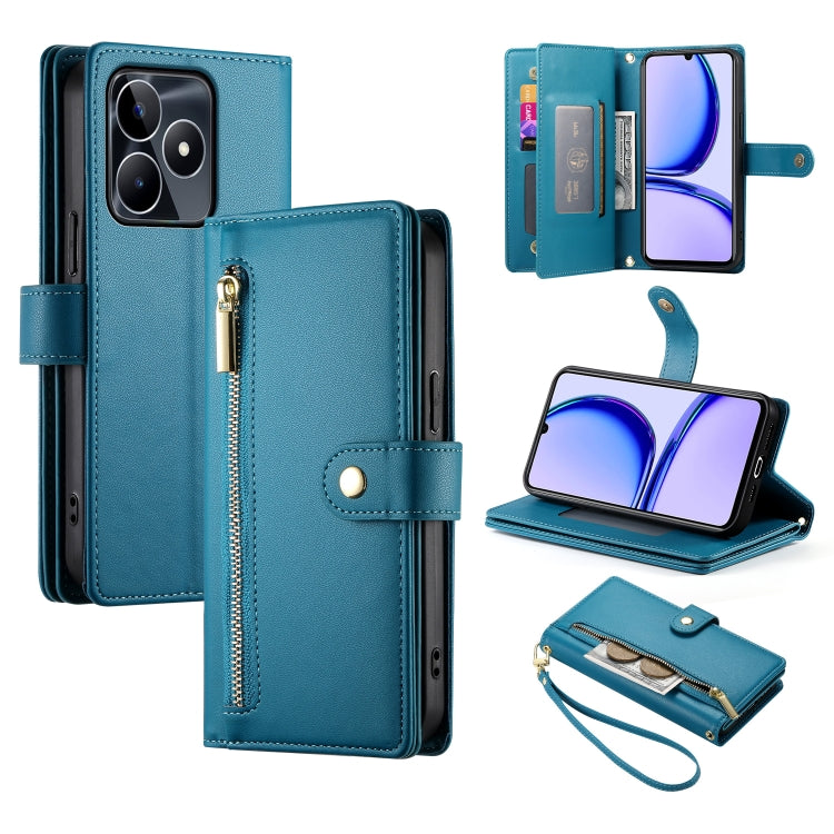 Nine Card-slot Zipper Wallet Bag Leather Phone Case, For Realme 11 4G, For Realme 11 5G / 11x, For Realme C53 / Narzo N53 4G, For Realme 11 Pro / 11 Pro+