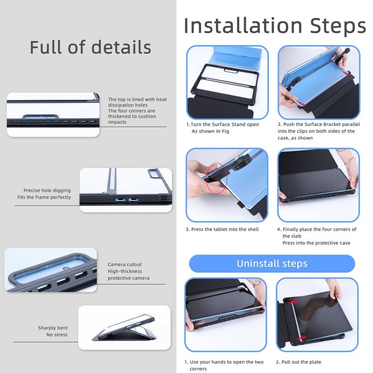 Conjoined Acrylic Leather Tablet Case, For Microsoft Surface Pro 13 12th / 11 / 10