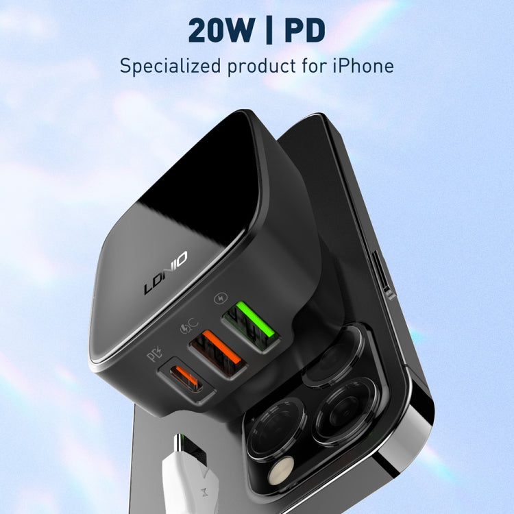 LDNIO Q334 32W Type-C + Dual USB Port Charger with 1m Micro USB Data Cable, EU Plug