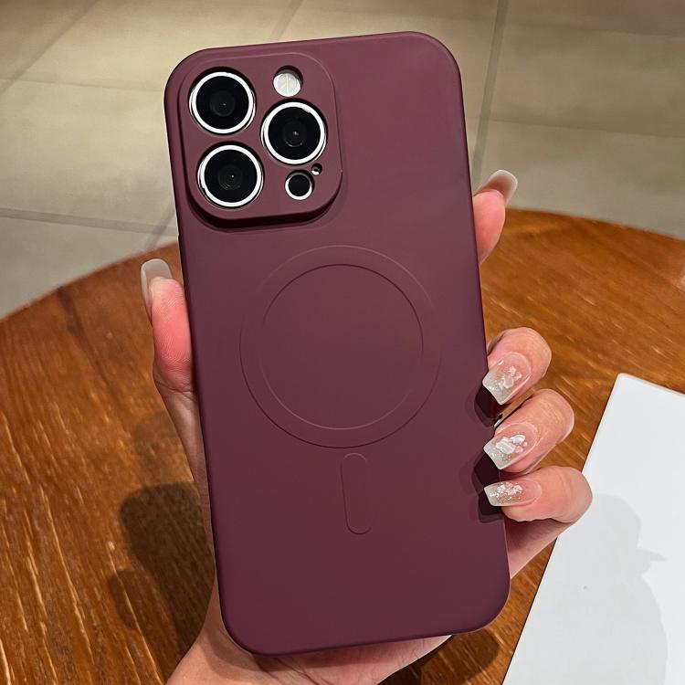 Solid Color Liquid Silicone MagSafe Magnetic Phone Case, For iPhone 15 Pro