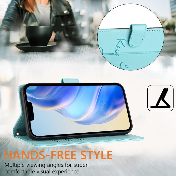 Smile Embossing RFID Leather Phone Case, For iPhone 15, For iPhone 14 Plus, For iPhone 14 / 13, For iPhone 14 Pro