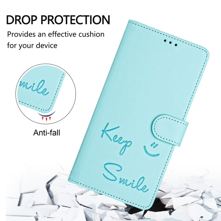Smile Embossing RFID Leather Phone Case, For iPhone 15, For iPhone 14 Plus, For iPhone 14 / 13, For iPhone 14 Pro