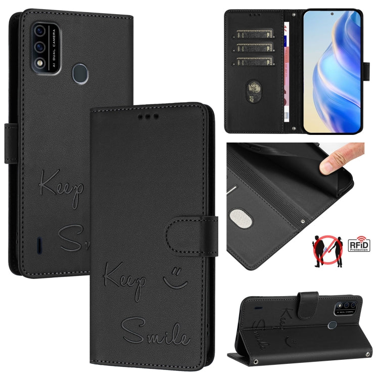 Smile Embossing RFID Leather Phone Case, For itel A48