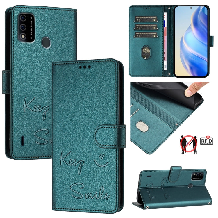 Smile Embossing RFID Leather Phone Case, For itel A48