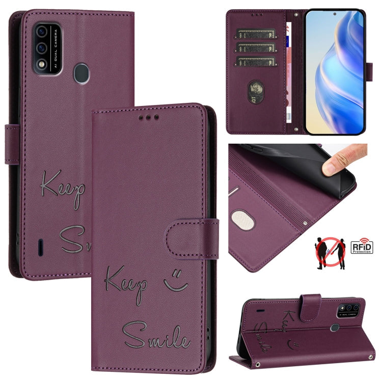 Smile Embossing RFID Leather Phone Case, For itel A48