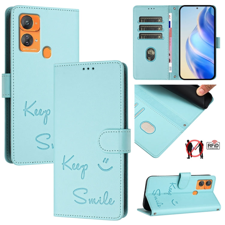 Smile Embossing RFID Leather Phone Case, For Oukitel C33