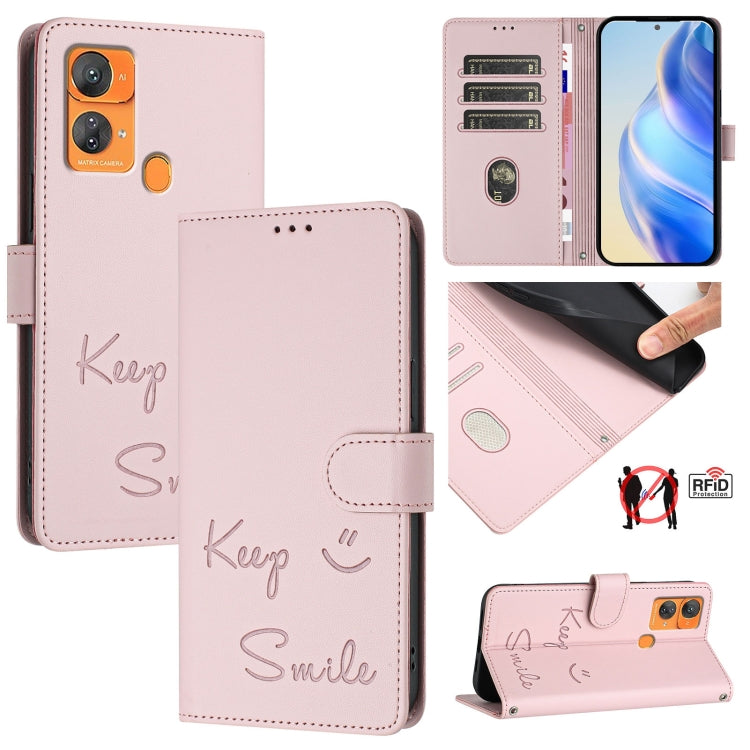 Smile Embossing RFID Leather Phone Case, For Oukitel C33