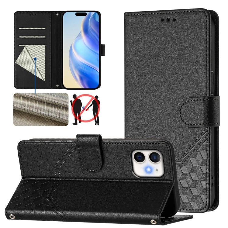 Honeycomb Embossing RFID Leather Phone Case, For iPhone 11 Pro Max, For iPhone 11, For iPhone 11 Pro, For iPhone X / XS