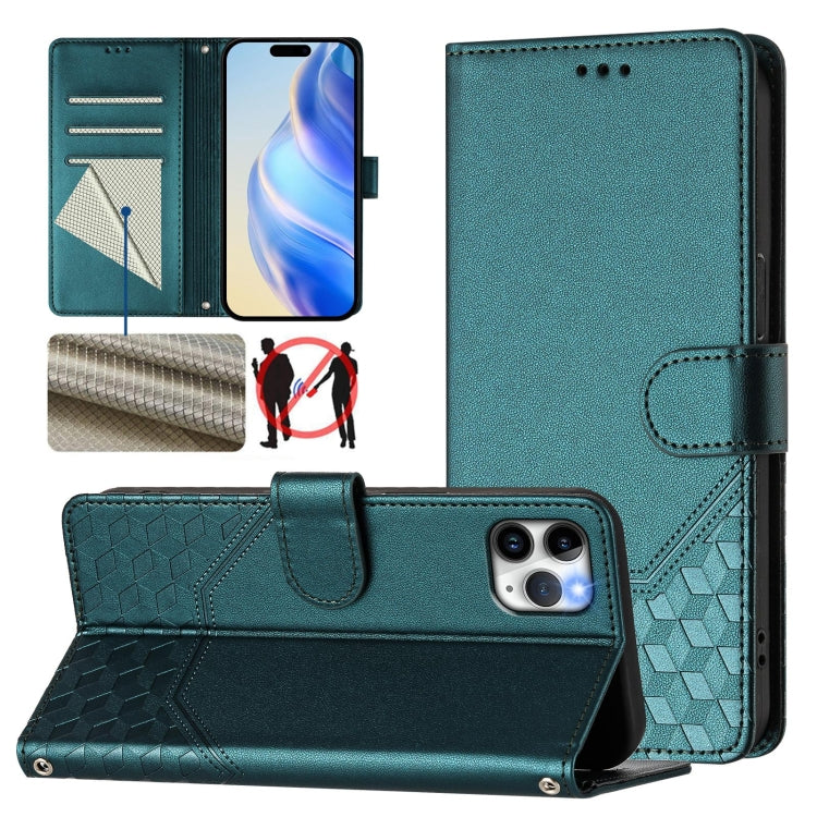 Honeycomb Embossing RFID Leather Phone Case, For iPhone 11 Pro Max, For iPhone 11, For iPhone 11 Pro, For iPhone X / XS