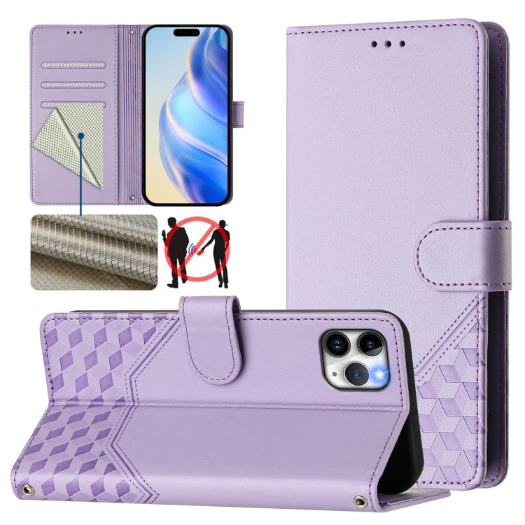 Honeycomb Embossing RFID Leather Phone Case, For iPhone 11 Pro Max, For iPhone 11, For iPhone 11 Pro, For iPhone X / XS