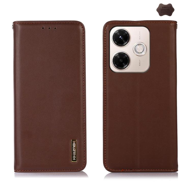 KHAZNEH Nappa Top Layer Cowhide Leather Phone Case, For Redmi Note 14S 4G, For Redmi Turbo 4 Pro, For Redmi Note 14 5G, For Redmi Note 14 Pro 5G, For Redmi 14C 4G