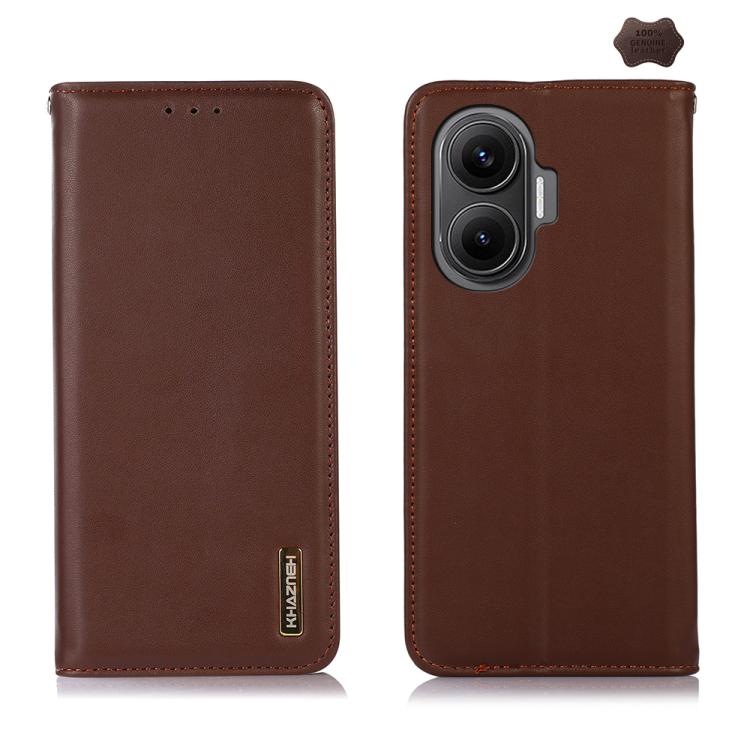 KHAZNEH Nappa Top Layer Cowhide Leather Phone Case, For Redmi Note 14 5G, For Redmi Note 14 Pro 5G, For Redmi 14C 4G