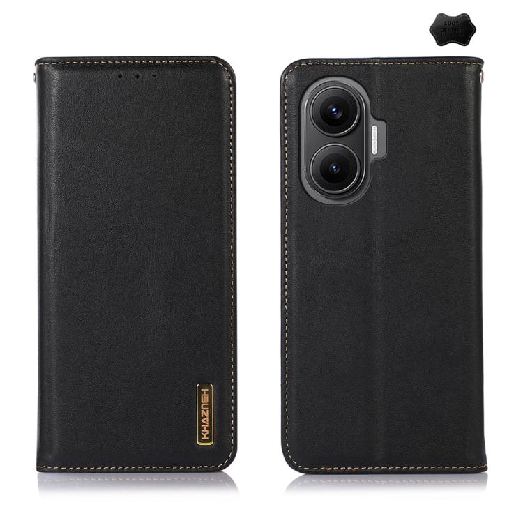 KHAZNEH Nappa Top Layer Cowhide Leather Phone Case, For Redmi Note 14 5G, For Redmi Note 14 Pro 5G, For Redmi 14C 4G
